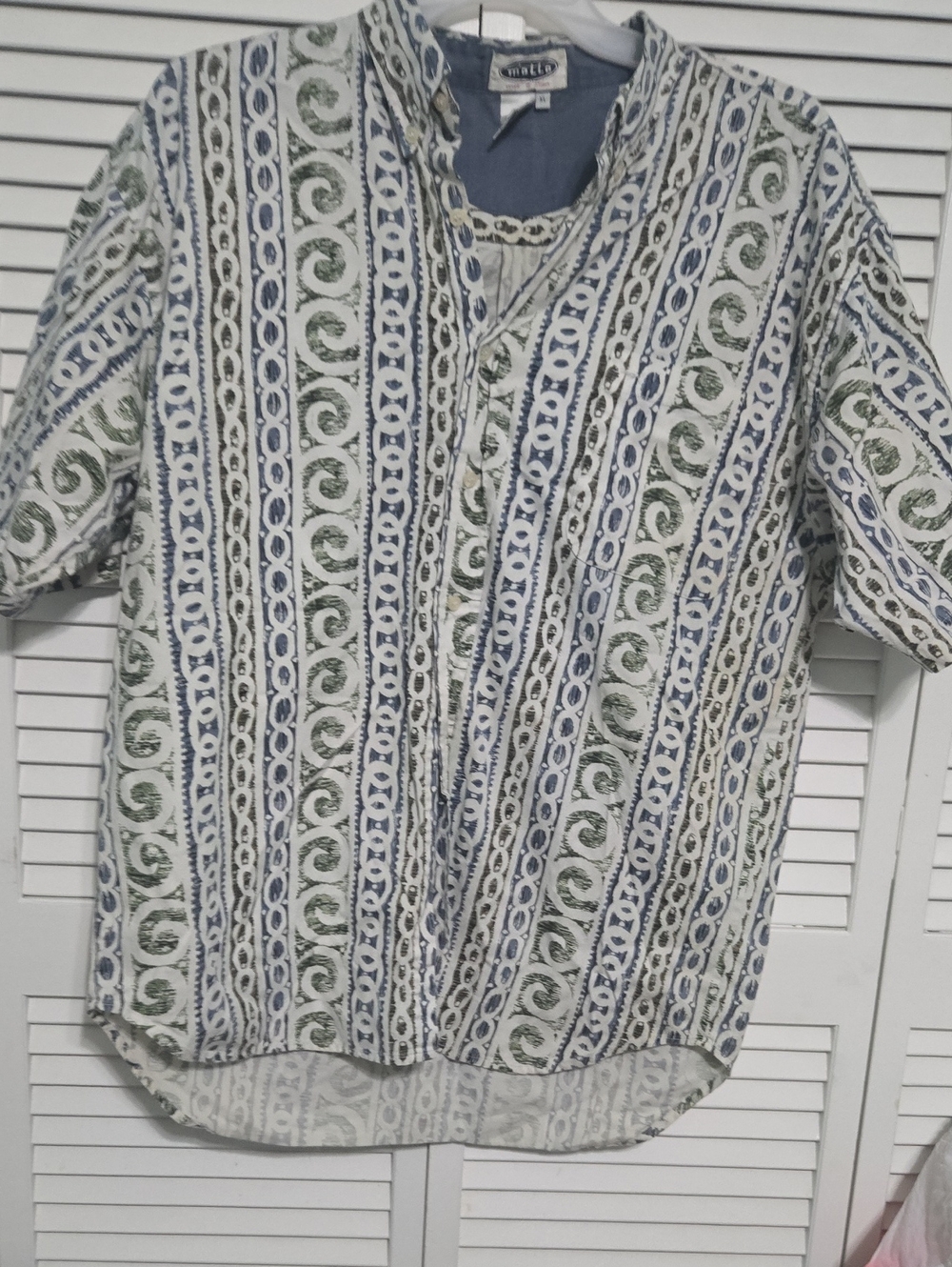 VTG 90s Motto Red Dot Abstract Geometric Button Up Shirt XL 100% Cotton Boxy